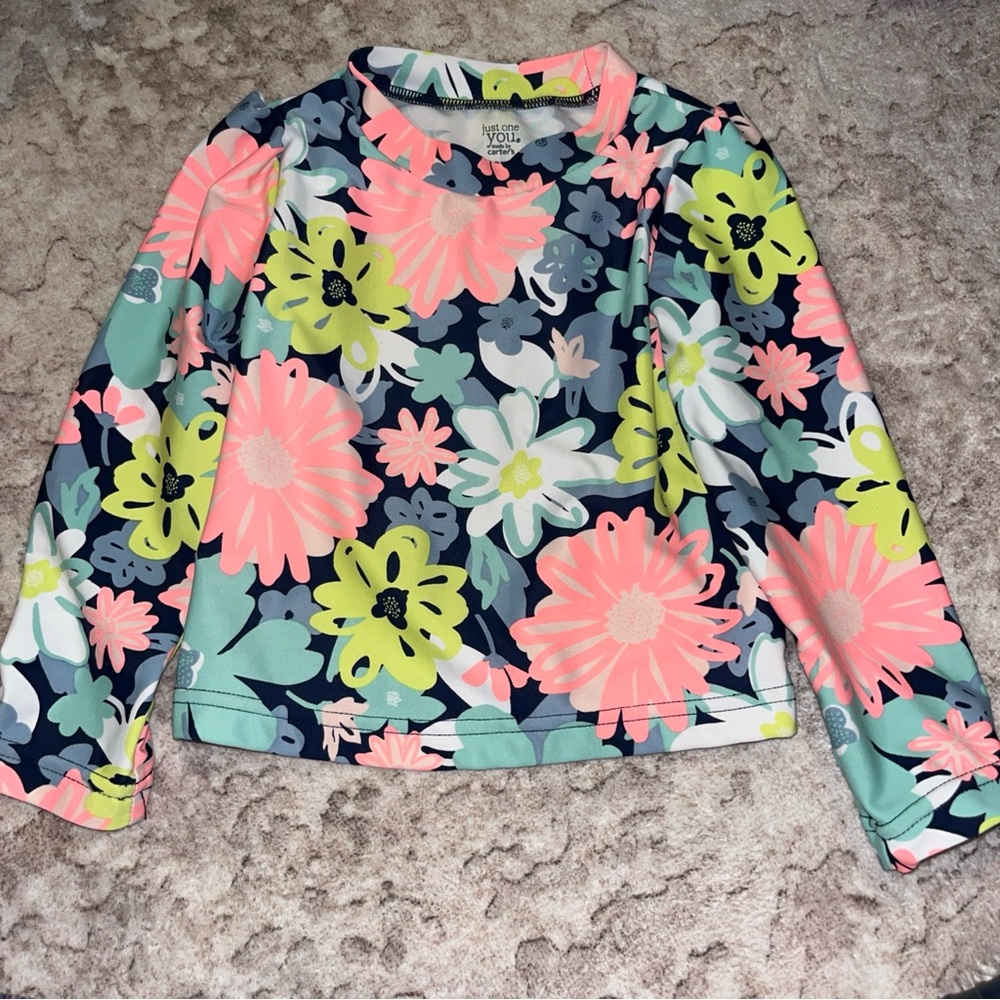 Carter's Floral Kids Swim Rashguard - Pink, Green, Blue